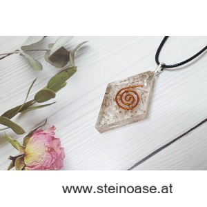 Orgon Anhänger Raute: Selenit & Spirale